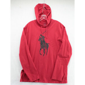 Polo Ralph Lauren Hoodie Men's Large Pony Red Lightweight Long Sleeve Casual